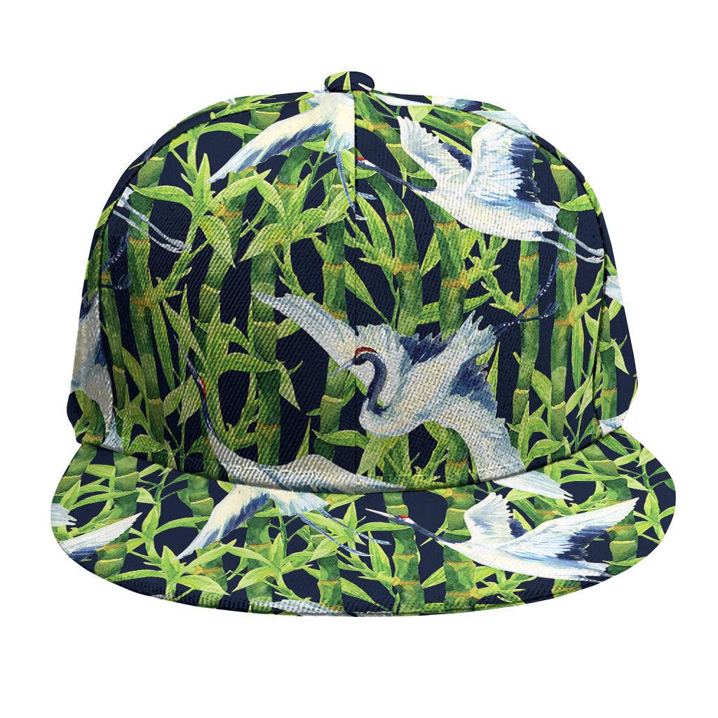 Watercolor Crane Bird Pattern Print Snapback Cap