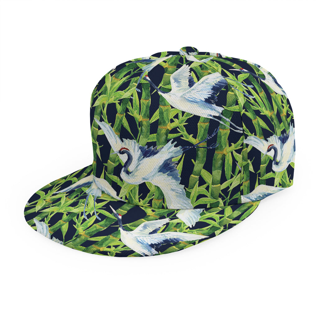 Watercolor Crane Bird Pattern Print Snapback Cap