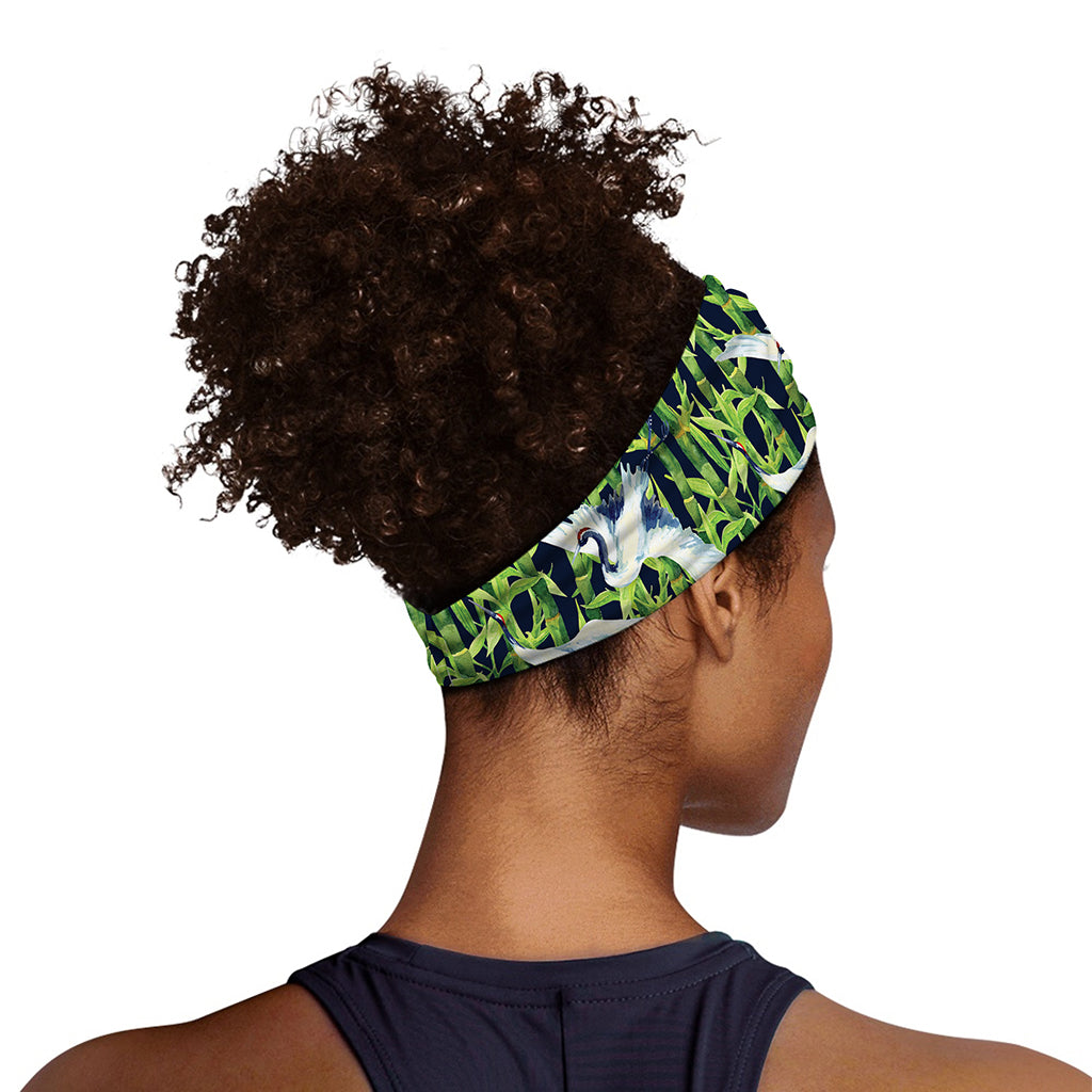 Watercolor Crane Bird Pattern Print Sports Headband