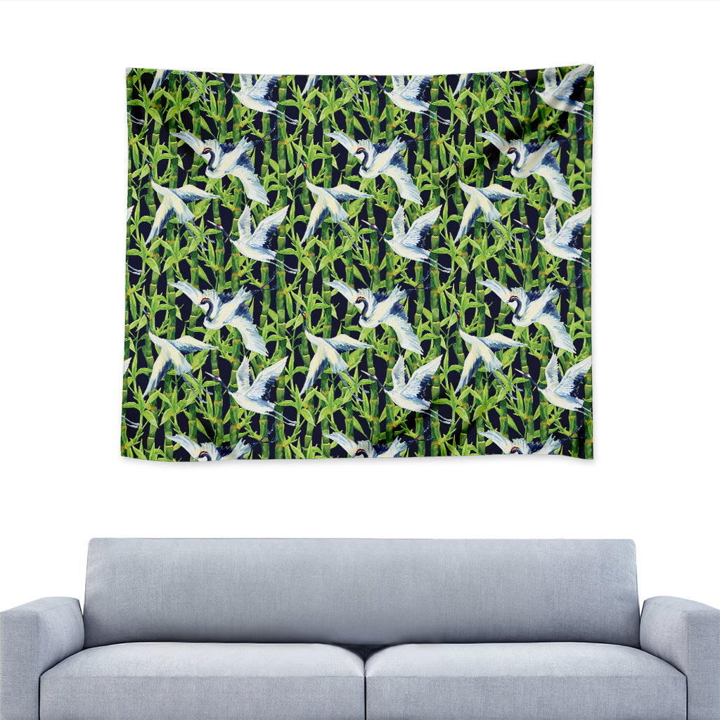 Watercolor Crane Bird Pattern Print Tapestry