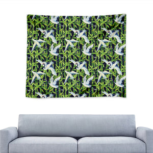 Watercolor Crane Bird Pattern Print Tapestry