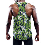 Watercolor Crane Bird Pattern Print Training Tank Top