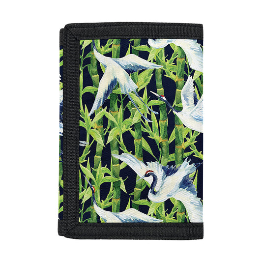 Watercolor Crane Bird Pattern Print Trifold Wallet