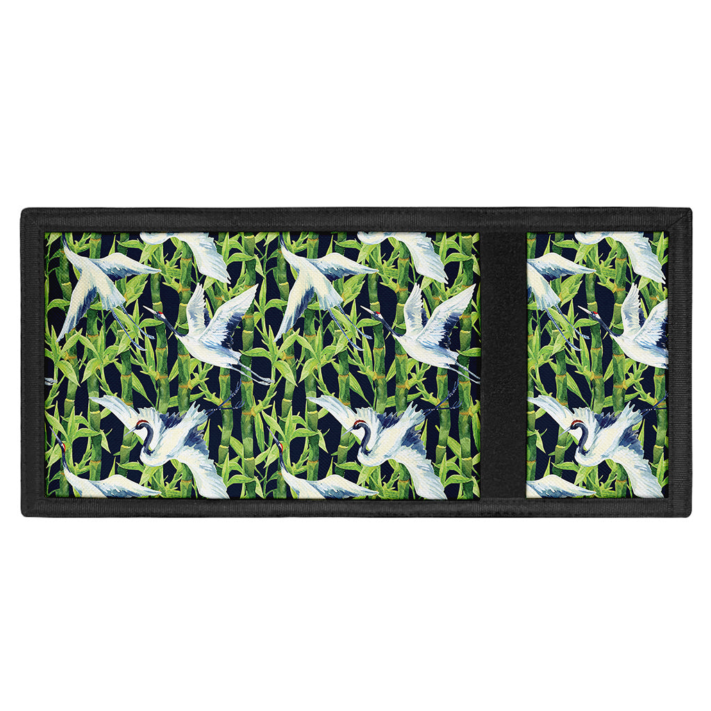 Watercolor Crane Bird Pattern Print Trifold Wallet