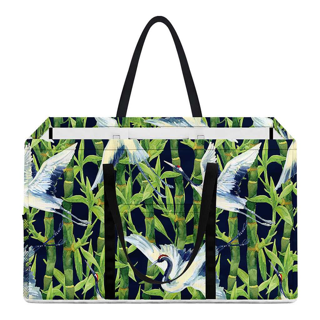 Watercolor Crane Bird Pattern Print Utility Tote Bag