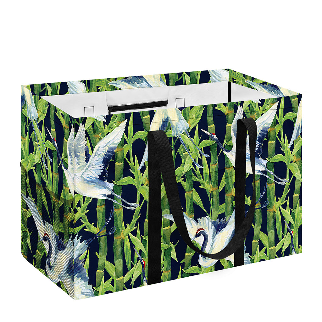 Watercolor Crane Bird Pattern Print Utility Tote Bag