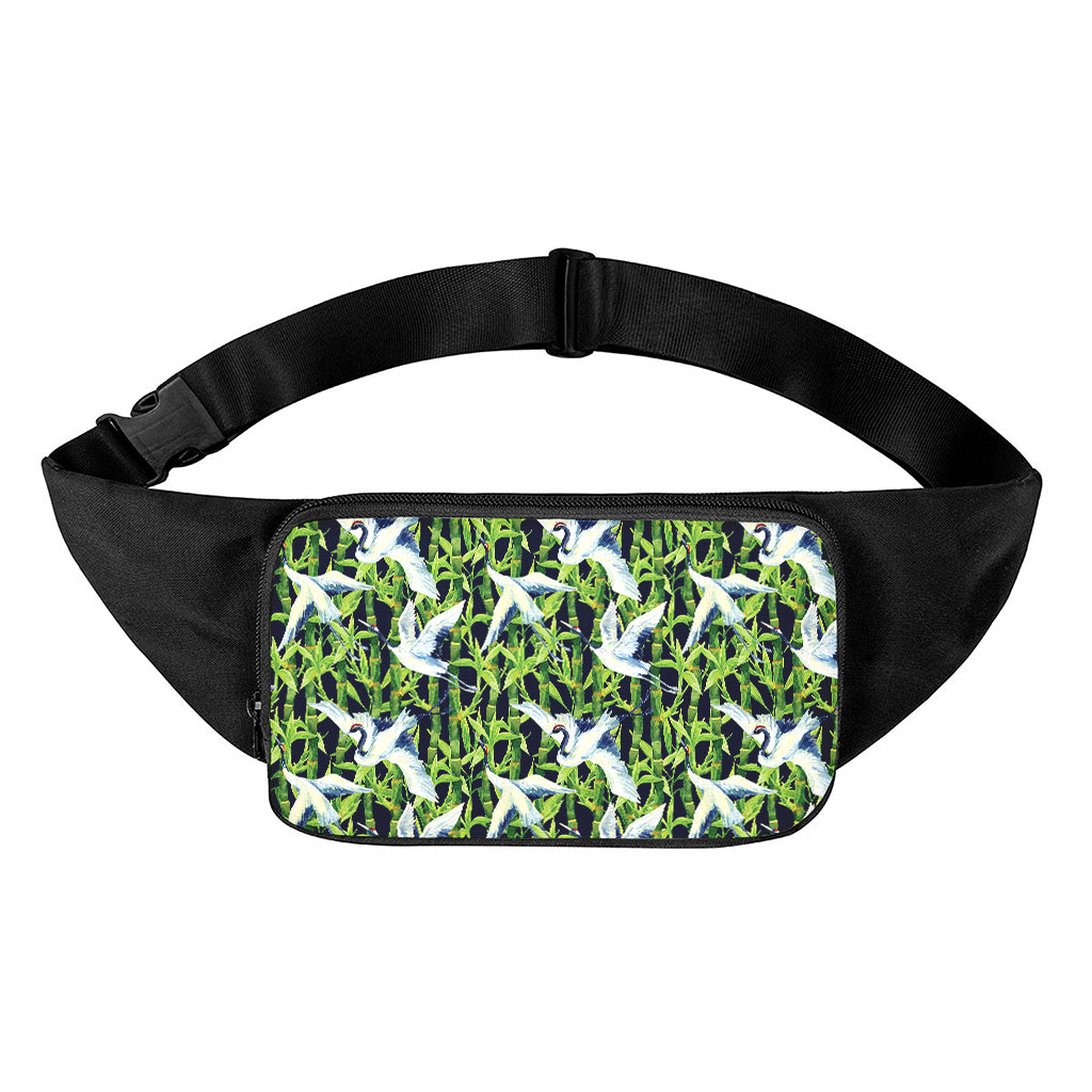 Watercolor Crane Bird Pattern Print Waist Bag