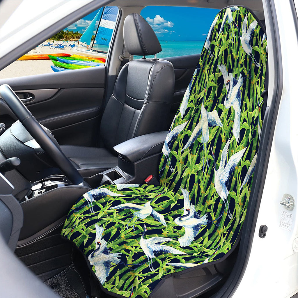 Watercolor Crane Bird Pattern Print Waterproof Car Seat Cover