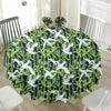 Watercolor Crane Bird Pattern Print Waterproof Round Tablecloth