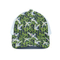 Watercolor Crane Bird Pattern Print White Mesh Trucker Hat