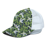 Watercolor Crane Bird Pattern Print White Mesh Trucker Cap