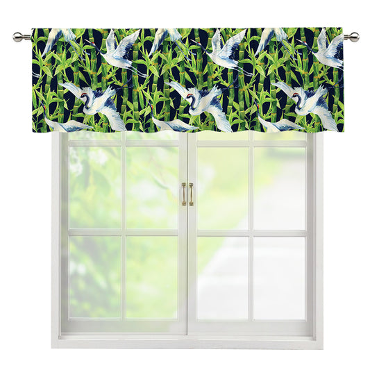 Watercolor Crane Bird Pattern Print Window Valance