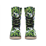 Watercolor Crane Bird Pattern Print Winter Boots