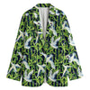 Watercolor Crane Bird Pattern Print Women's Blazer