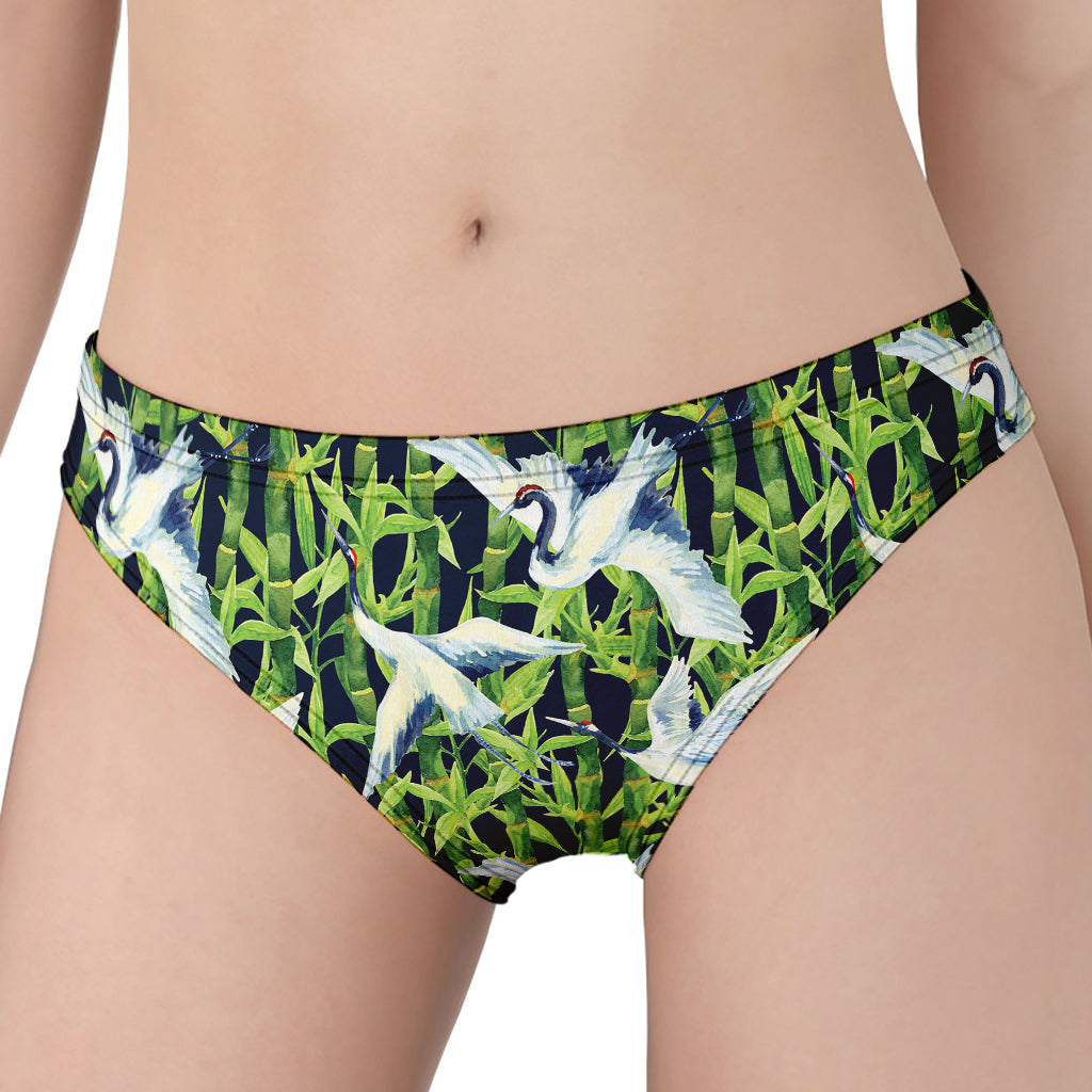 Watercolor Crane Bird Pattern Print Women's Panties