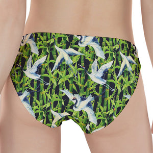 Watercolor Crane Bird Pattern Print Women's Panties