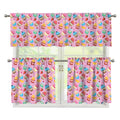 Watercolor Cupcake Pattern Print 3 Piece Kitchen Curtains