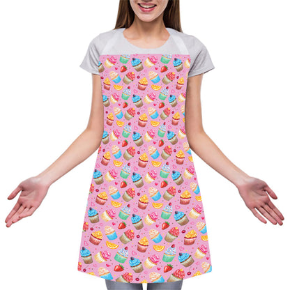 Watercolor Cupcake Pattern Print Adjustable Apron