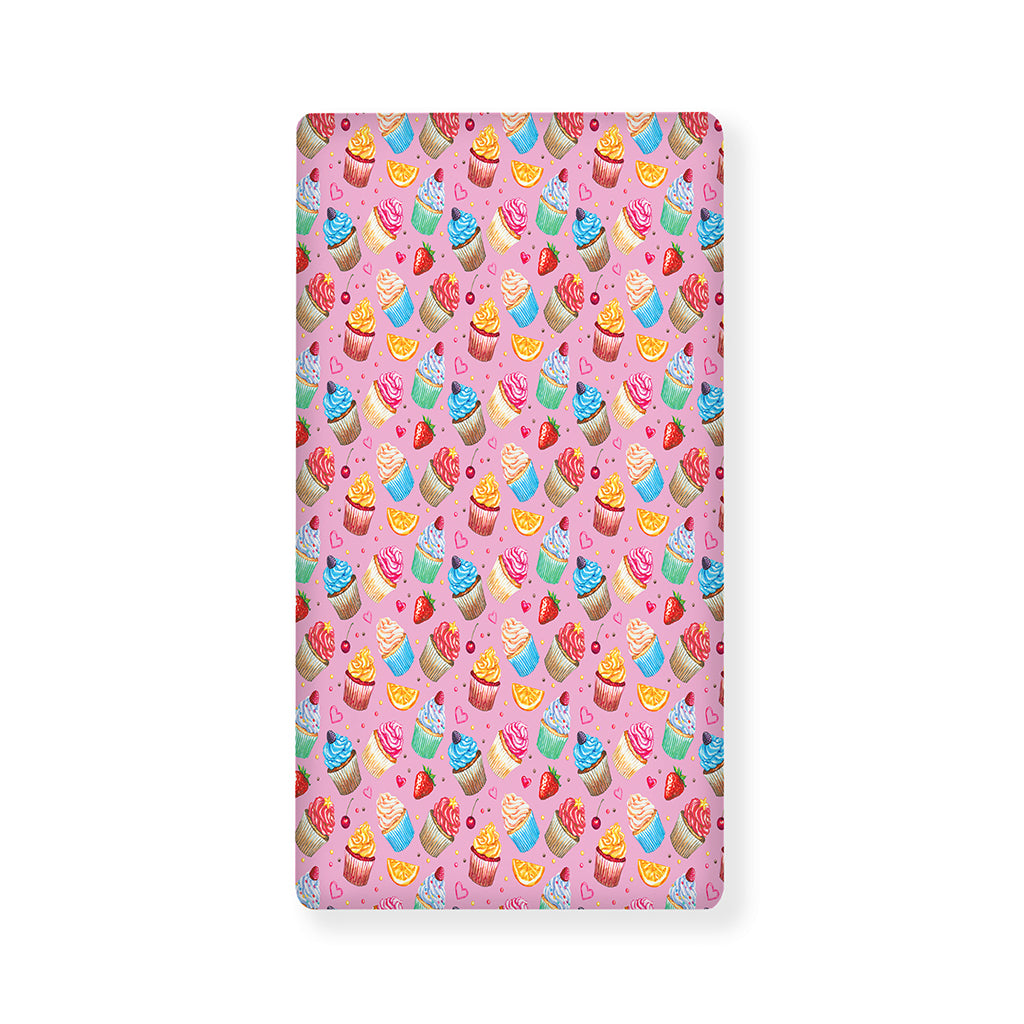 Watercolor Cupcake Pattern Print Baby Crib Sheet