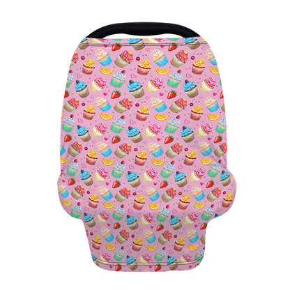 Watercolor Cupcake Pattern Print Baby Seat Cover
