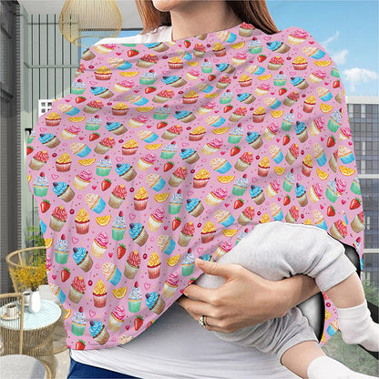 Watercolor Cupcake Pattern Print Baby Seat Cover