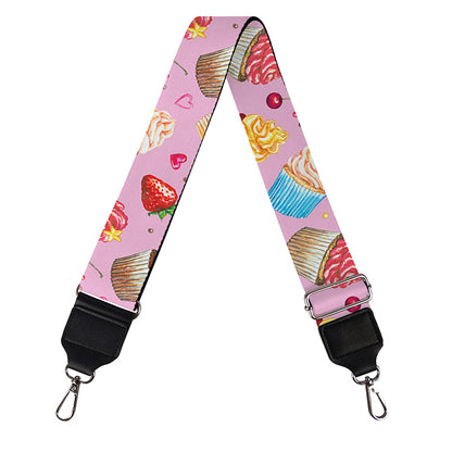 Watercolor Cupcake Pattern Print Bag Strap