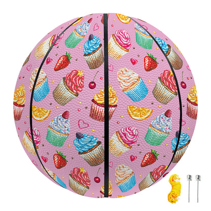 Watercolor Cupcake Pattern Print Basketball
