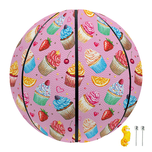 Watercolor Cupcake Pattern Print Basketball