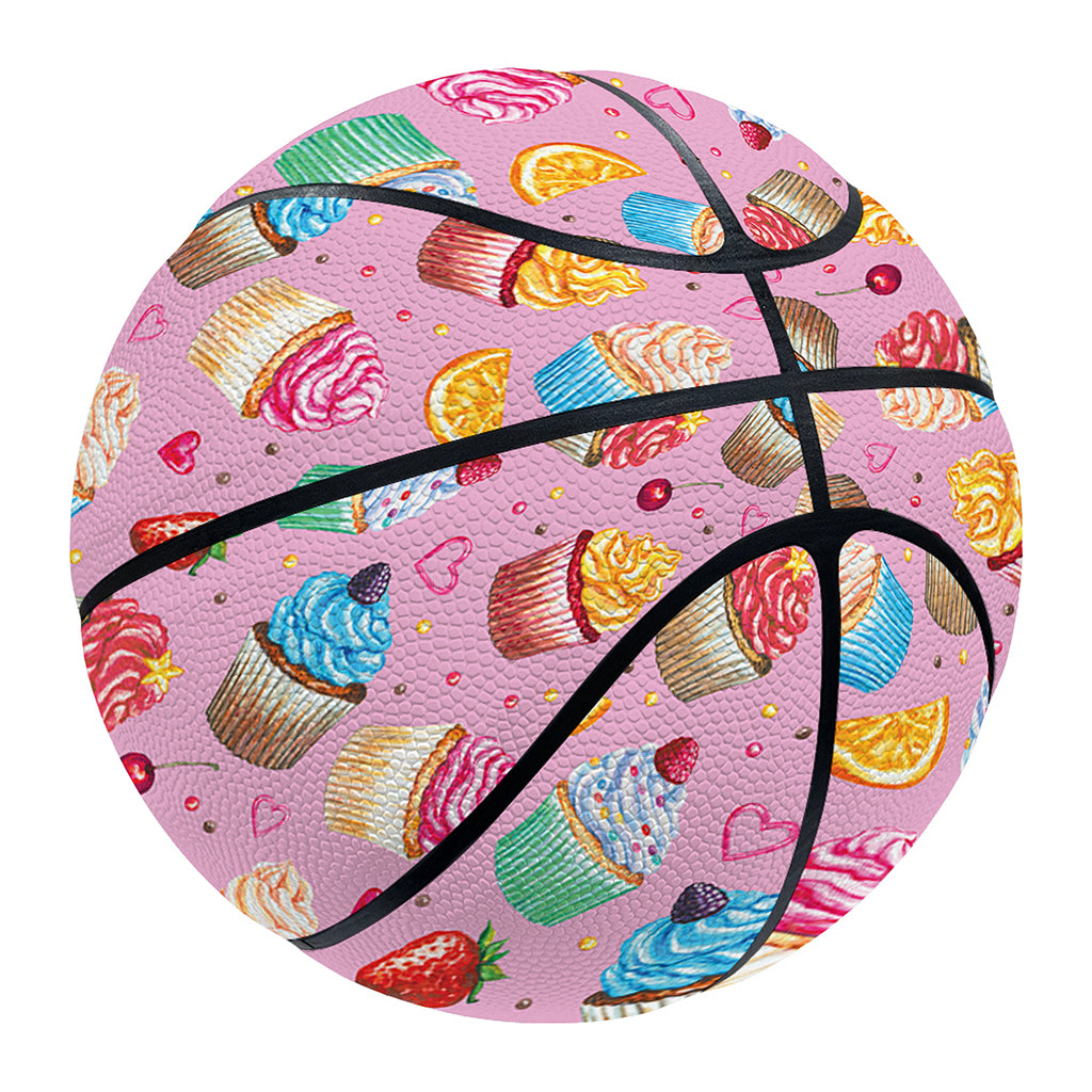 Watercolor Cupcake Pattern Print Basketball