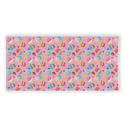 Watercolor Cupcake Pattern Print Beach Towel