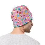 Watercolor Cupcake Pattern Print Beanie