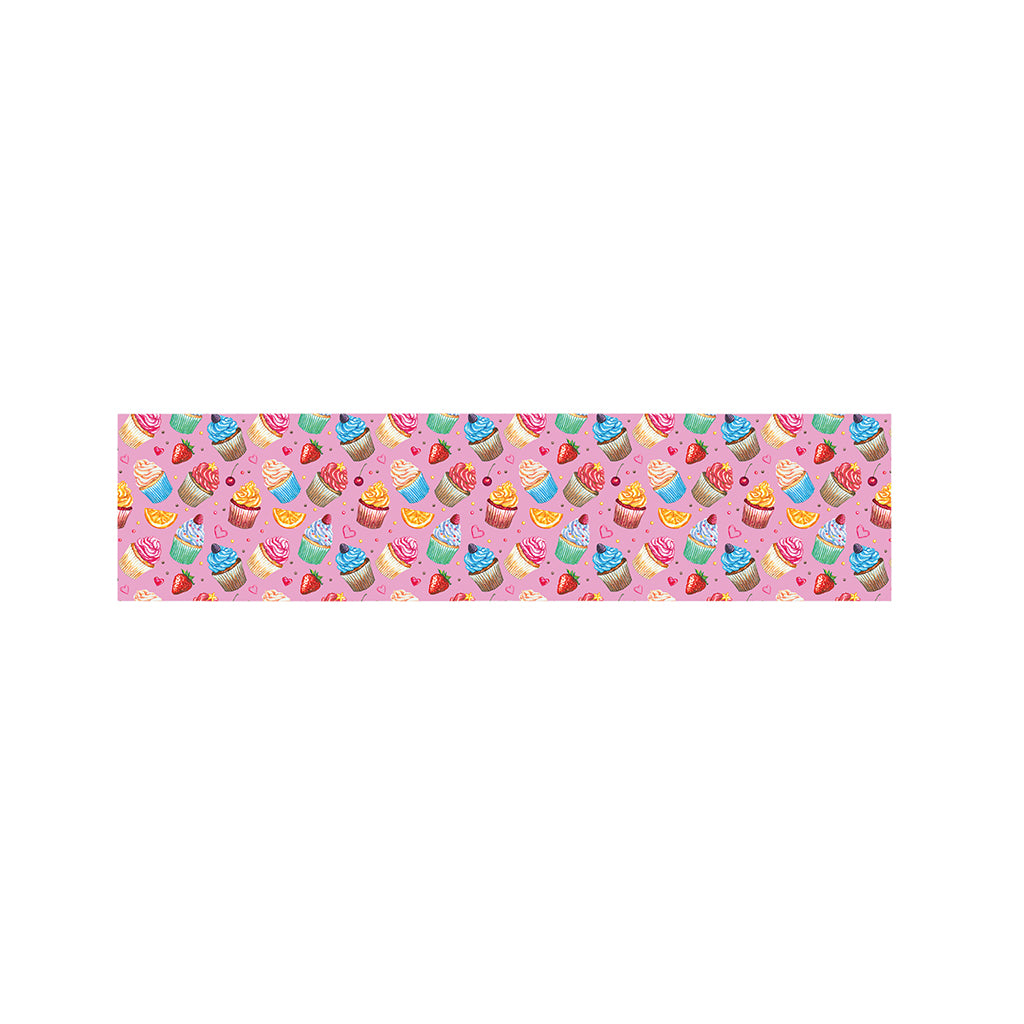 Watercolor Cupcake Pattern Print Bed Runner