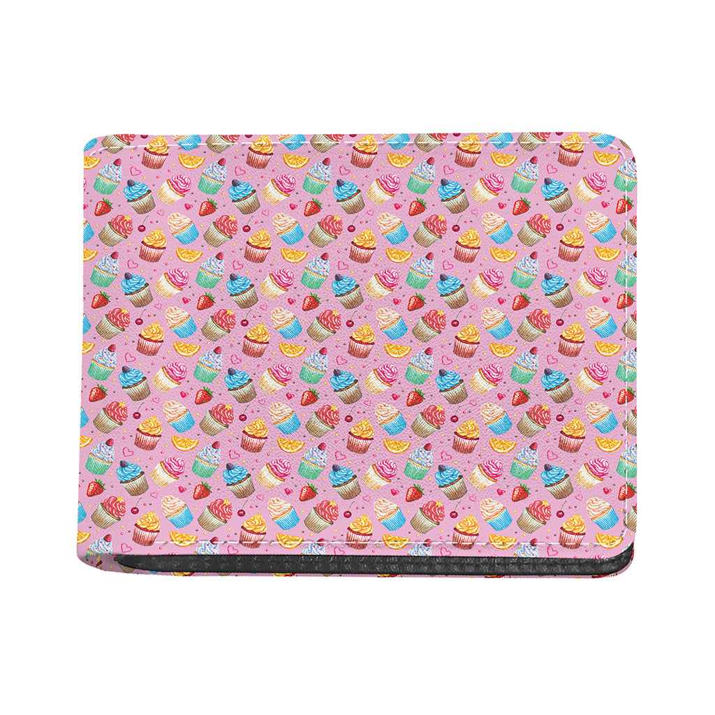 Watercolor Cupcake Pattern Print Bifold Wallet