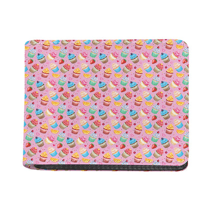 Watercolor Cupcake Pattern Print Bifold Wallet