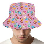 Watercolor Cupcake Pattern Print Bucket Hat