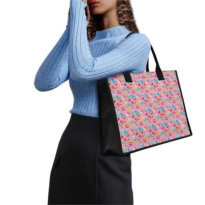 Watercolor Cupcake Pattern Print Canvas Tote Bag