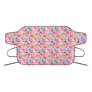 Watercolor Cupcake Pattern Print Car Windshield Snow Cover