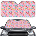 Watercolor Cupcake Pattern Print Car Windshield Sun Shade