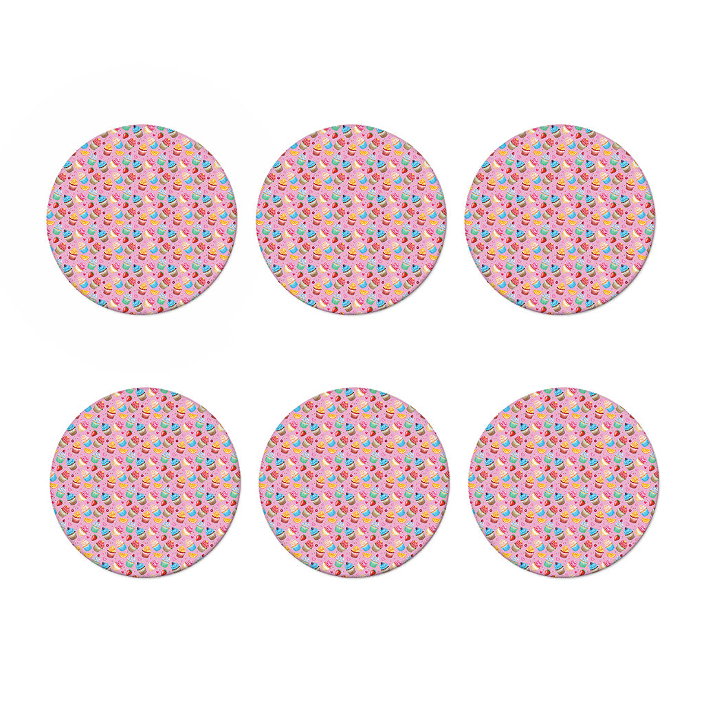 Watercolor Cupcake Pattern Print Coaster Set
