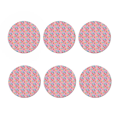 Watercolor Cupcake Pattern Print Coaster Set