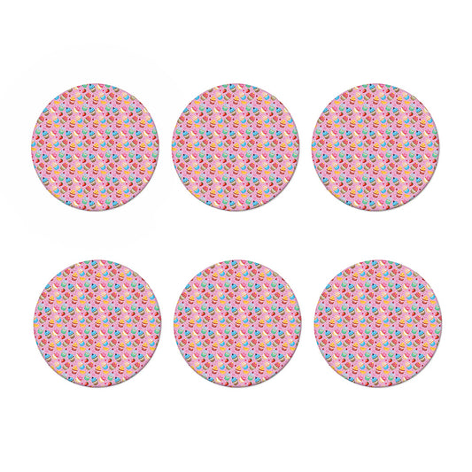 Watercolor Cupcake Pattern Print Coaster Set