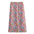 Watercolor Cupcake Pattern Print Cotton Front Slit Maxi Skirt
