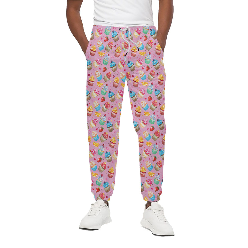 Watercolor Cupcake Pattern Print Cotton Pants