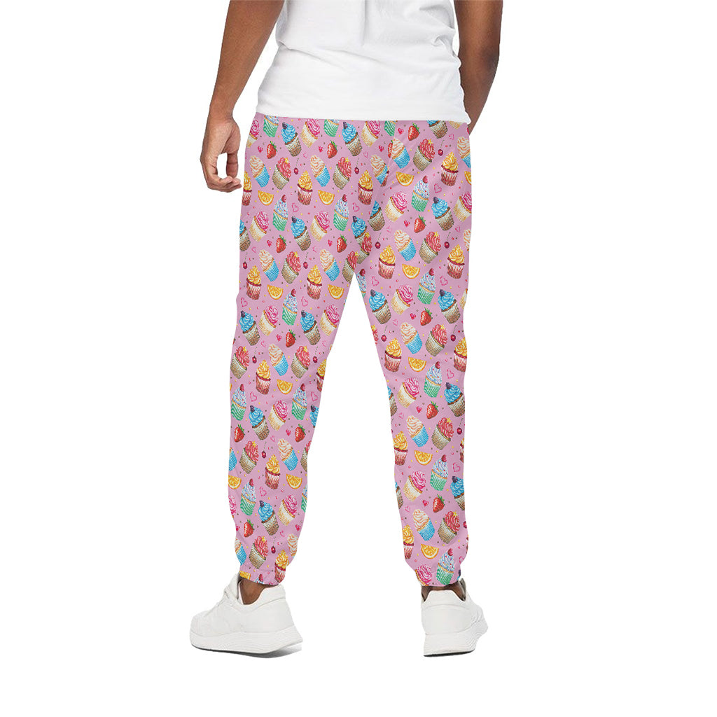 Watercolor Cupcake Pattern Print Cotton Pants