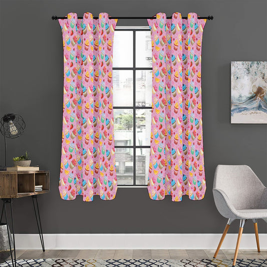 Watercolor Cupcake Pattern Print Curtain