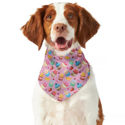Watercolor Cupcake Pattern Print Dog Bandana