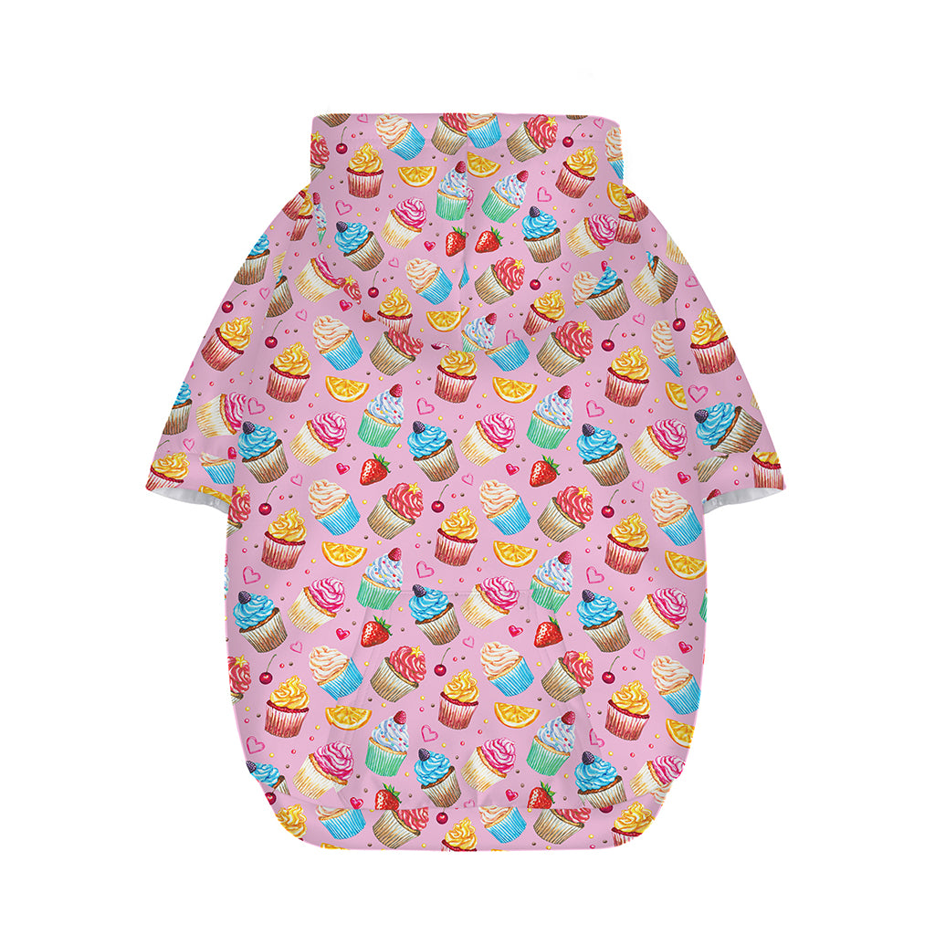 Watercolor Cupcake Pattern Print Dog Zip Up Hoodie