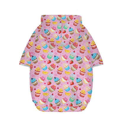 Watercolor Cupcake Pattern Print Dog Zip Up Hoodie