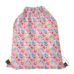 Watercolor Cupcake Pattern Print Drawstring Bag