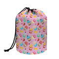 Watercolor Cupcake Pattern Print Drawstring Makeup Bag
